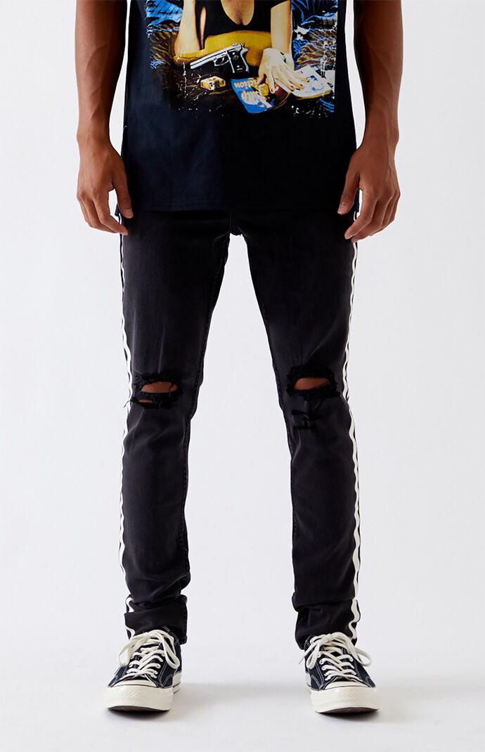 ripped striped jeans