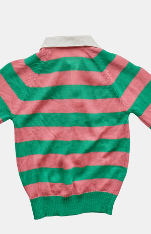 '80s Striped Long Sleeve Polo Top image number 2