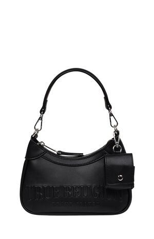 Black Trapunto Logo Zip Top Hobo Bag image number 3