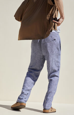 Blue Striped Linen Trousers image number 4