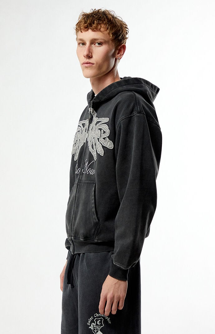 Pacsun Riot Now Raw Applique Full Zip Hoodie