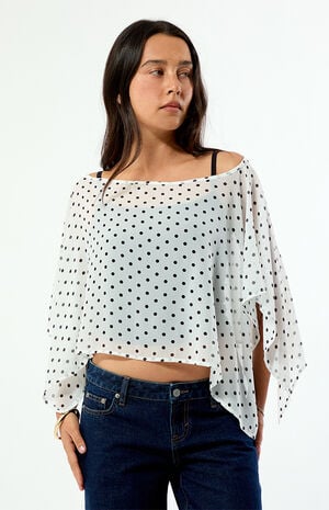 Coco Polka Dot Chiffon Poncho image number 3