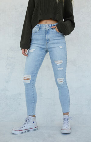 PacSun Blue Ripped High Waisted Jeggings |