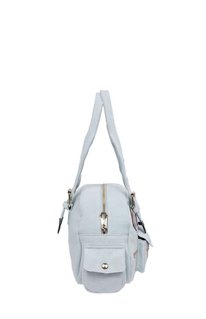 Light Blue Multi Patch Satchel Bag image number 7