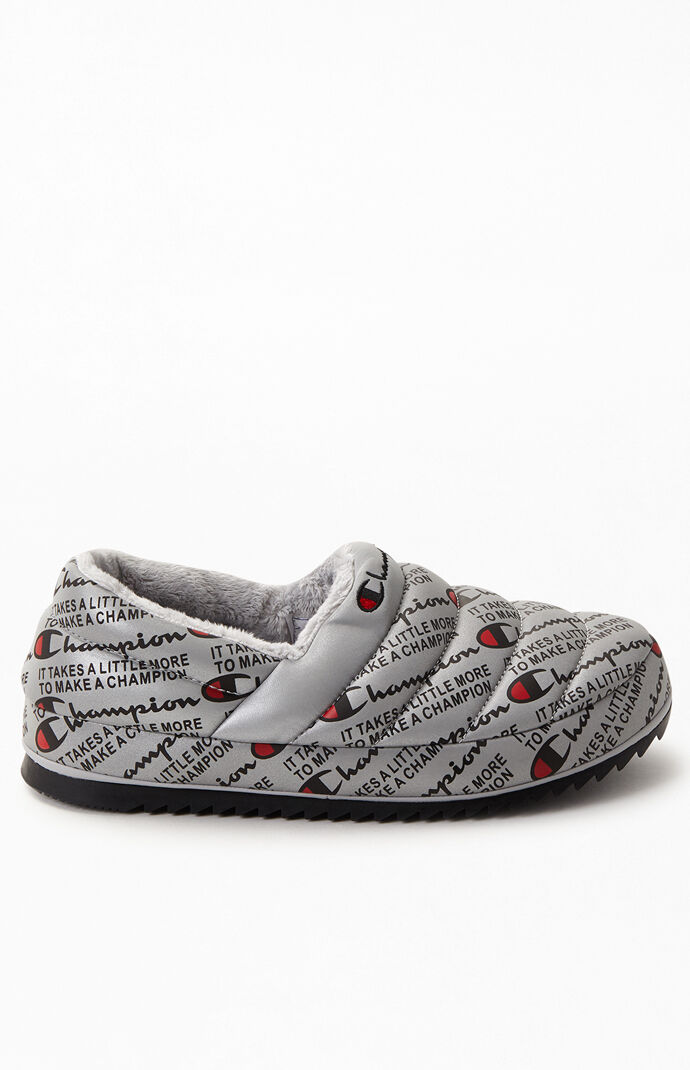 Silver Varsity Reflective Slippers