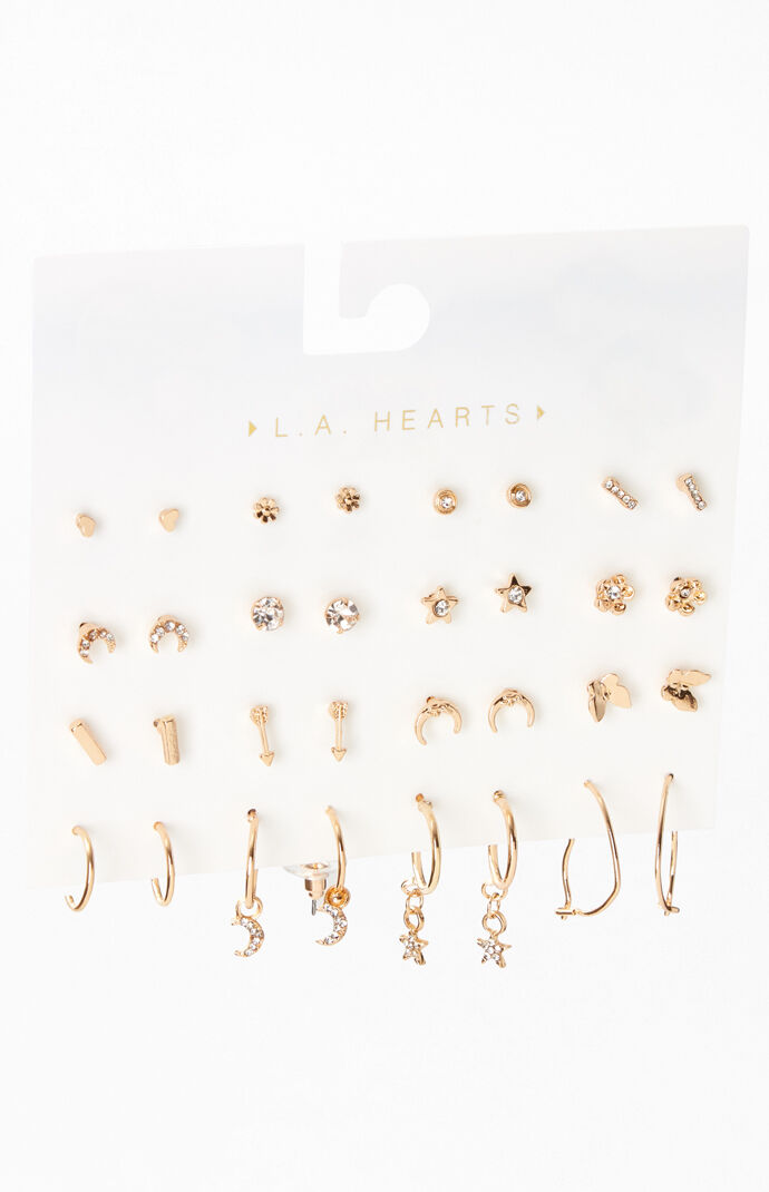 16 Pack Gold Femme Earrings