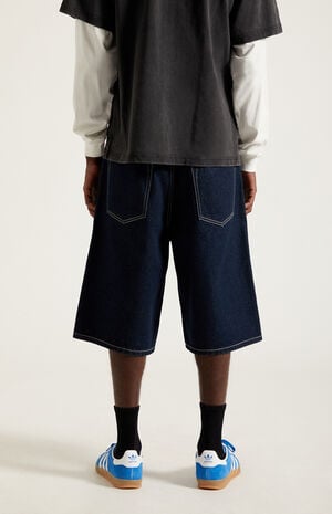 Austin Extreme Baggy Denim Shorts Dark Blue image number 5