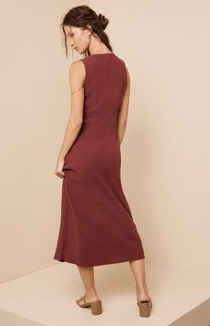 V-Neck Bias Cut Midi Dress image number 4
