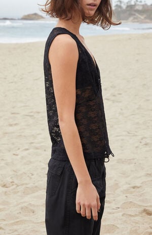 Black Lace Bow Rafaela Tank Top image number 2