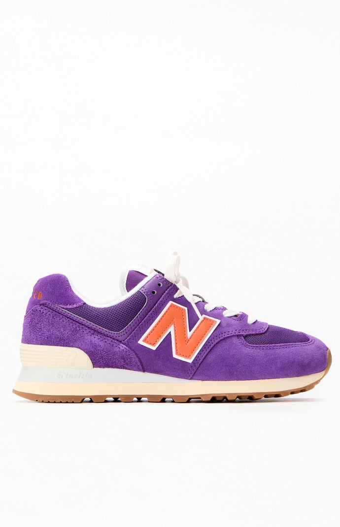 Womens new balance purple 574 suede mesh trainers on sale