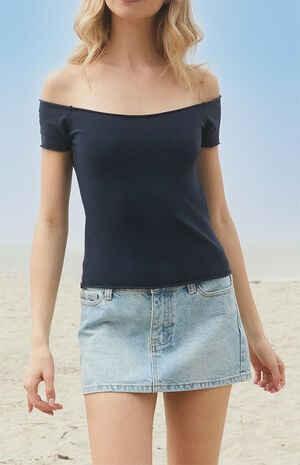 Navy Bonnie Off-The-Shoulder Top image number 1