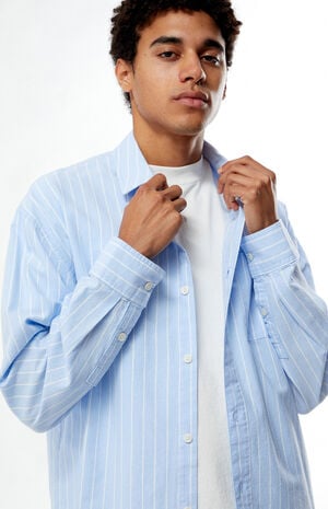Blue Striped Oxford Button Down Long Sleeve Shirt image number 2