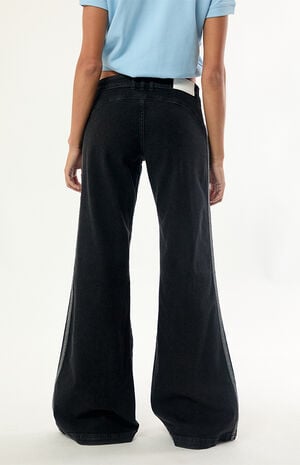 Black Low Rise Flare Jeans image number 4