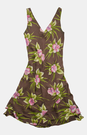 90s Floral Midi  V-Neck Dress image number 1