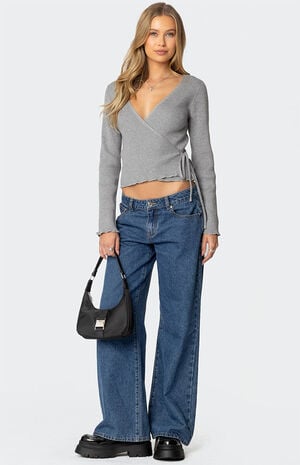 Paden Ribbed Knit Wrap Top image number 2