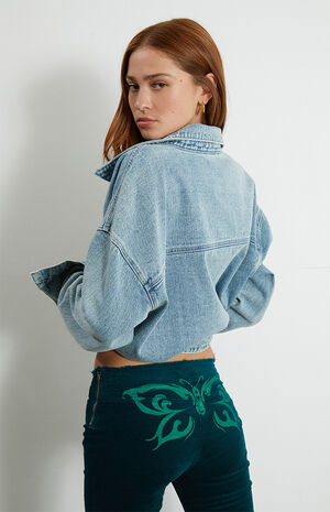 Teal Butterfly V-Front Corduroy&nbsp;Low Rise Bootcut Pants image number 1