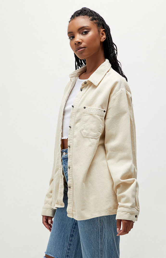 Kickers Beige Corduroy Oversized Shacket PacSun