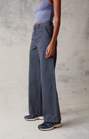 Navy Wide Leg Trousers