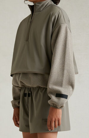 Essentials Dust Heather Grey Nylon Fleece Mock Neck Sweatshirt image number 5