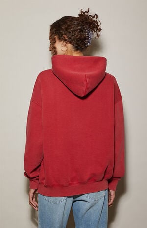Red Ultra Soft Fleece Core Washed Pullover Hoodie image number 4