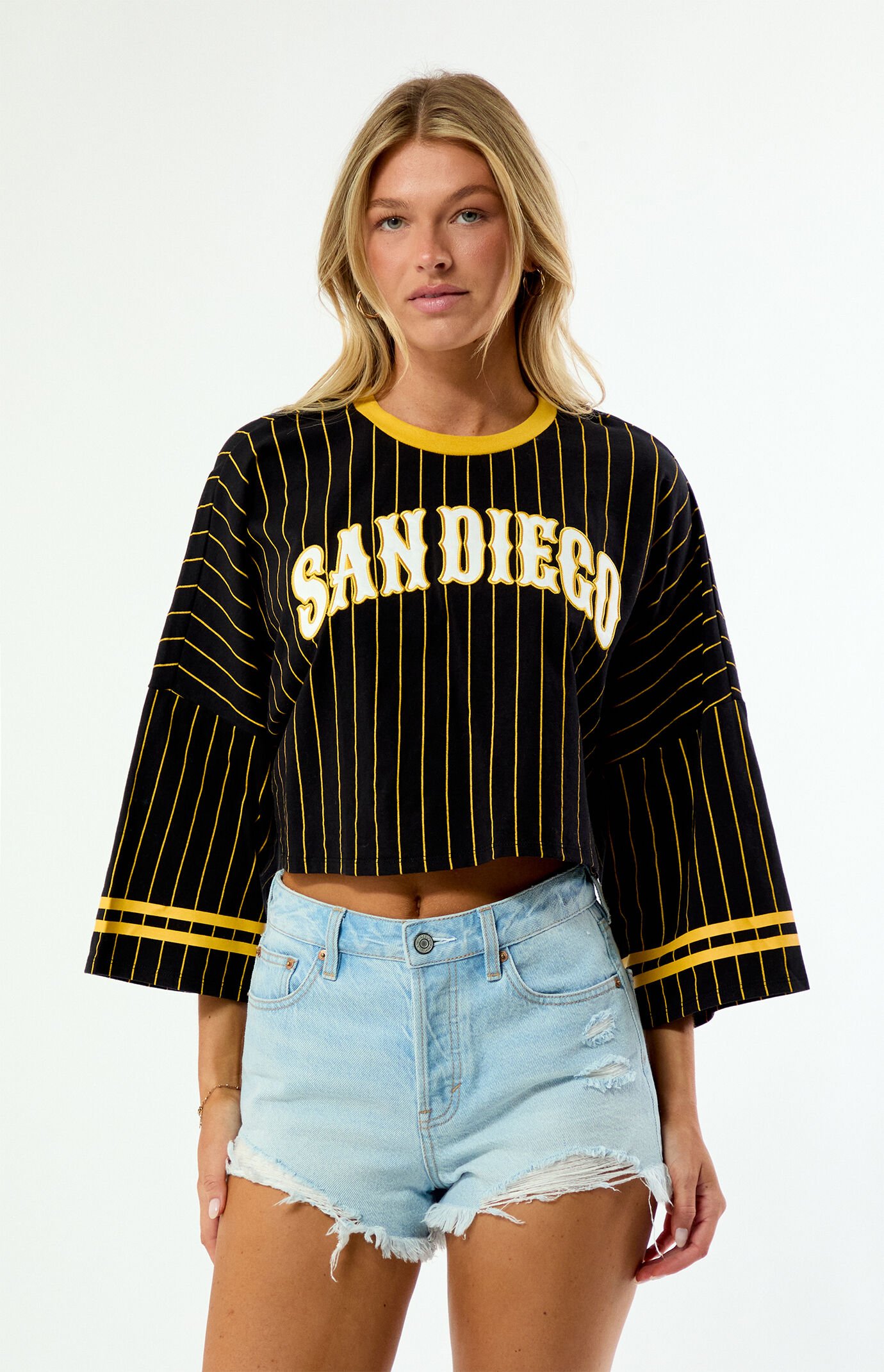 WILD COLLECTIVE San Diego Sport Long Sleeve Cropped T-Shirt