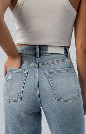 Eco Medium Indigo Ripped Nora Cropped Wide Leg Jeans image number 5