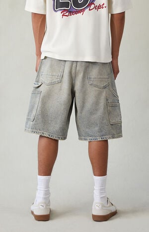 Light Blue Tint Baggy Denim Carpenter Shorts Light Blue Tint Baggy Denim Carpenter Shorts image number 4