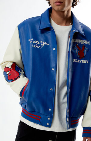x Playboy Faux Leather Varsity Jacket image number 2