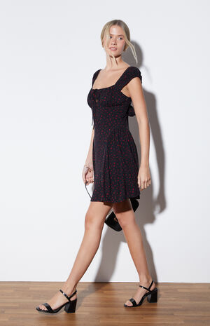 Tie Front Floral Bustier Mini Dress image number 4