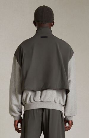 Dark Heather Oatmeal Ink Nylon Fleece Mock Neck Sweatshirt image number 3