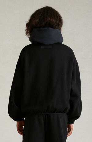 Essentials Black Nylon Fleece Hoodie image number 4