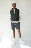 Black Vintage Wash Fleece Drawstring Volley Shorts Black Vintage Wash Fleece Drawstring Volley Shorts image number null
