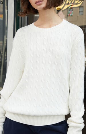 White Cable Knit Sweater image number 2