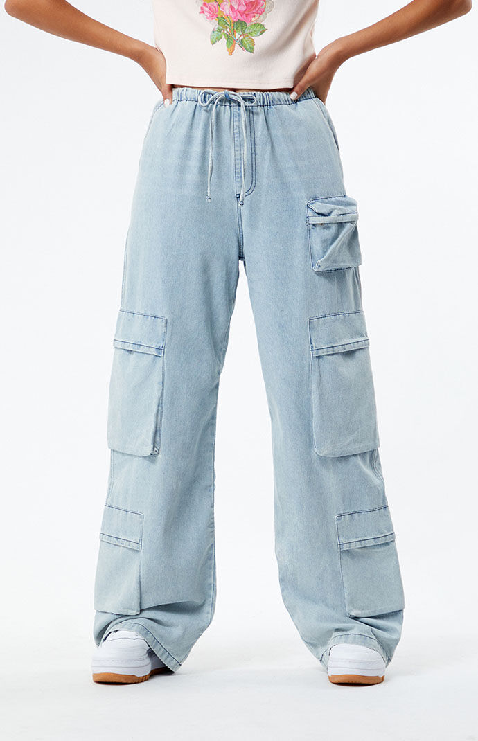 Light Indigo Pull-On Cargo Pants