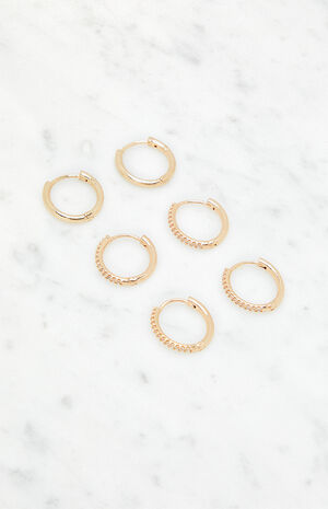 3 Pack Dainty Rhinestone Hoop Earrings image number 2