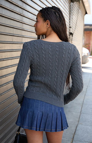 Gray Cable Knit Cardigan image number 3