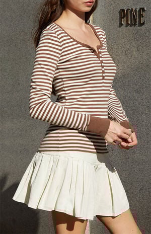 Brown Striped Zelly Long Sleeve Top image number 2