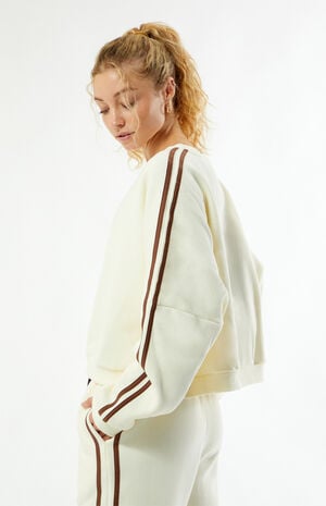 Cream Contrast Crew Neck Sweatshirt image number 3