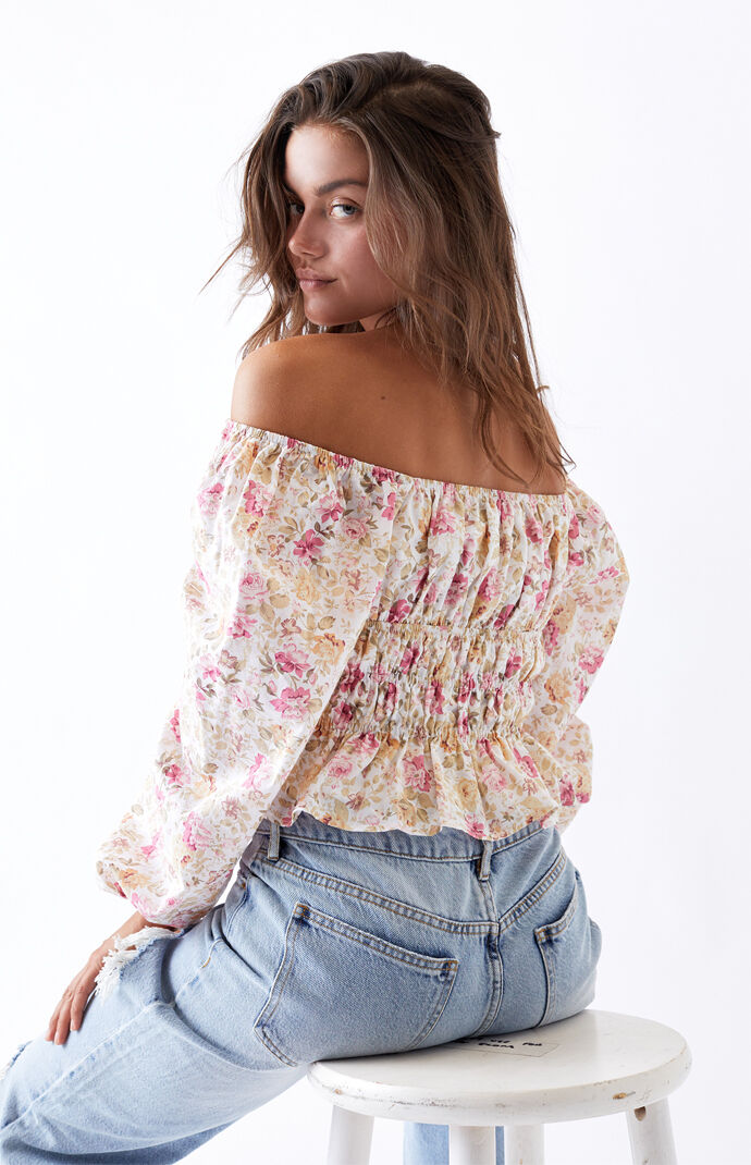 Off-The-Shoulder Smocked Blouse