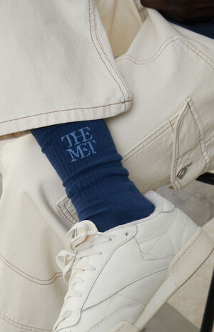 x Pacsun Navy Logo Crew Socks image number 2