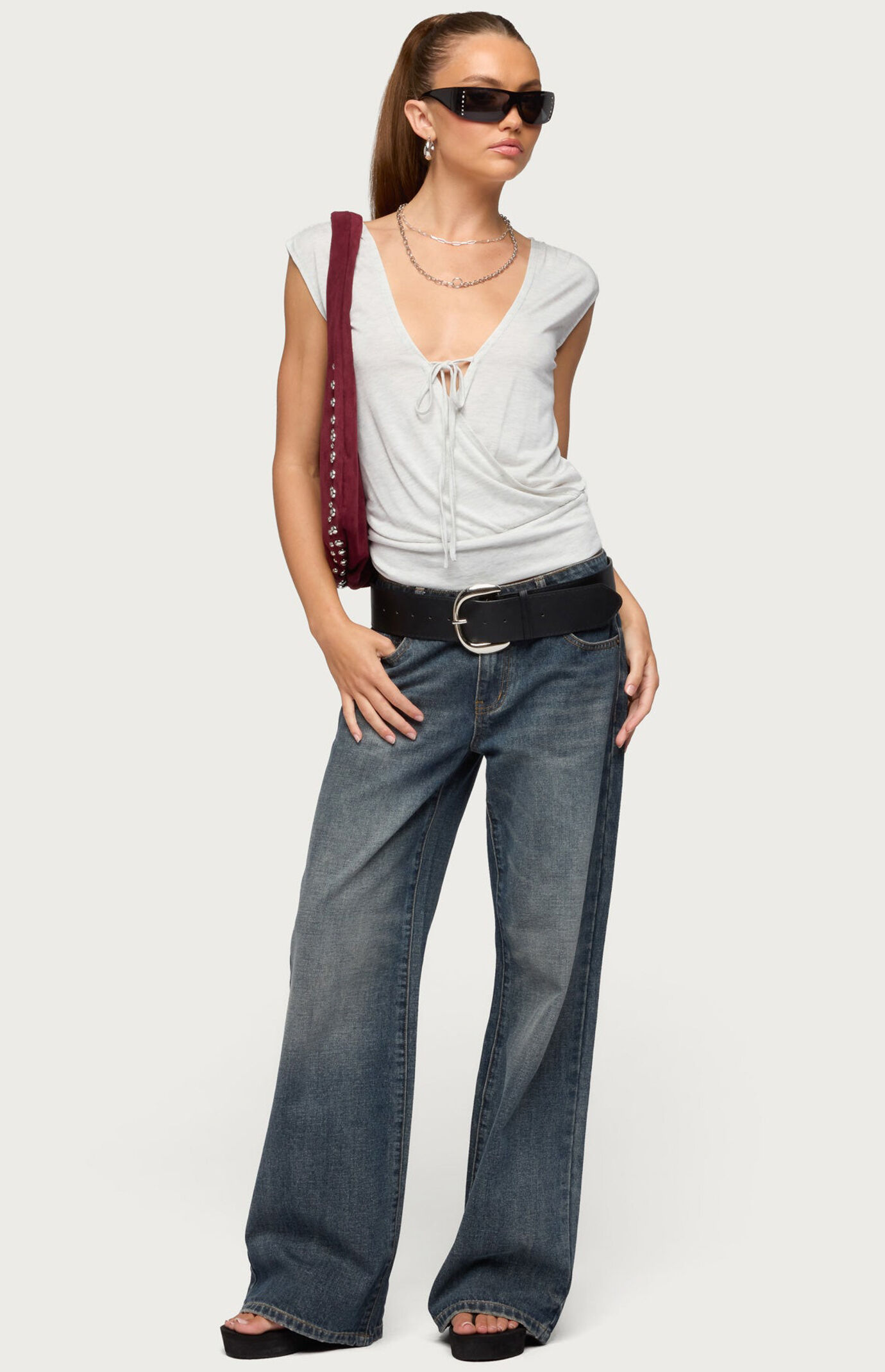 Edikted Front Tie Neck Wrap Top
