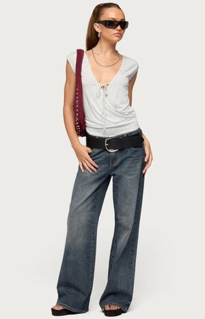 Front Tie Neck Wrap Top image number 5