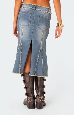 Arabella Distressed Denim Midi Skirt Arabella Distressed Denim Midi Skirt image number 2