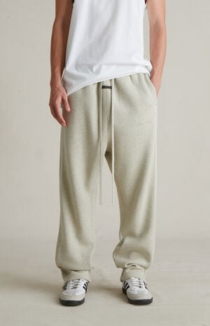 Heather Stone & Cloud White Relaxed Fleece Sweatpants image number 3