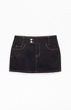 Black Stretch Low Rise Mini Skirt image number 5