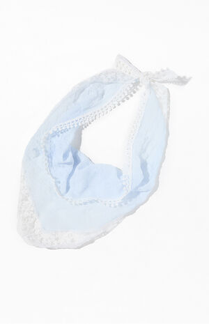 Blue Gauze Lace Trim Headband image number 1