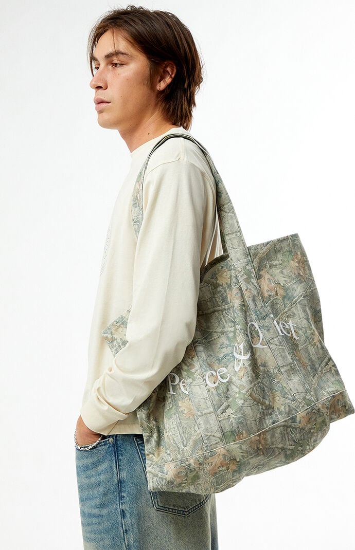 MUSEUM OF PEACE & QUIET Wordmark Camo Tote Bag