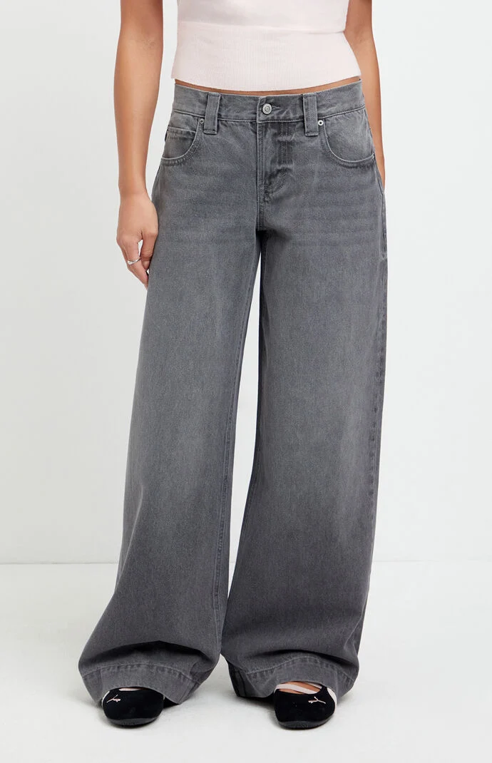 Pacsun Sloane Low Rise Ultra Baggy Jeans Back Tab Gray