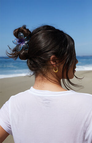 3 Pack Blue Plumeria Flower Hair Claw Clips image number 1