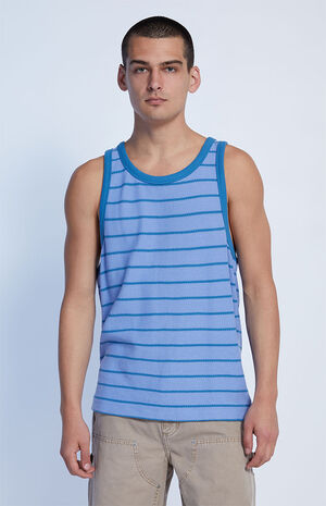 Blue Jacquard Striped Tank Top image number 1